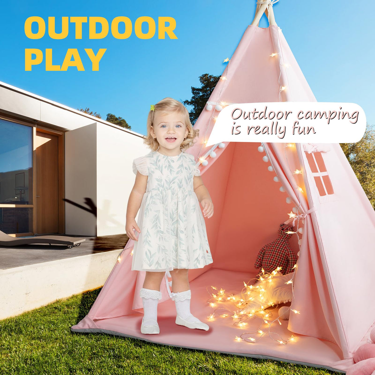 RONGFA teepee tent outdoors for backyard play
