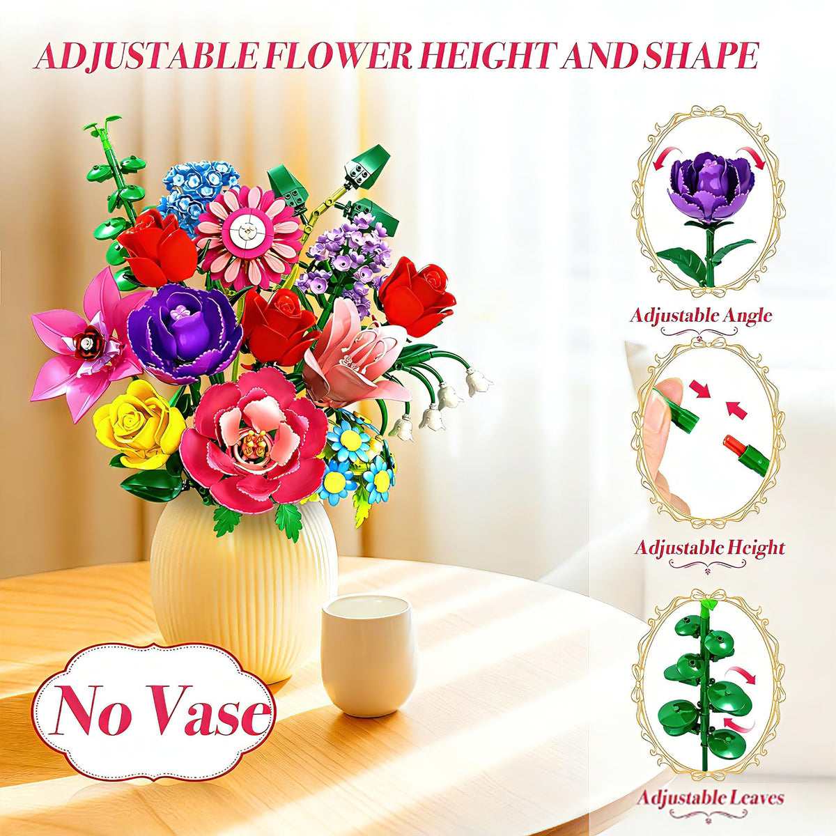 Rongmeiz finished bouquet displayed on dining table for elegant décor.