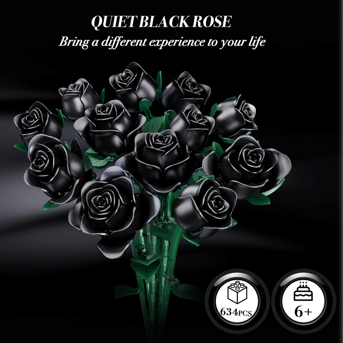 Rongmeiz 12 realistic black rose blossoms capture dramatic, timeless aesthetic.