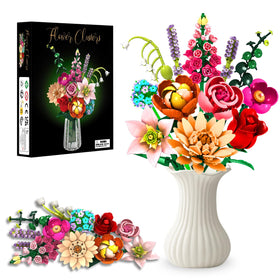 Rongmeiz Flower Bouquet Building Kit assembly with 762 pieces for customizable home decor