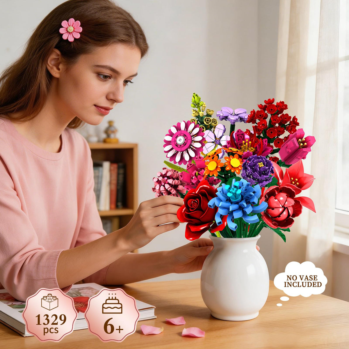 Rongmeiz Orchid block set: detailed blooms add elegant decor touches.