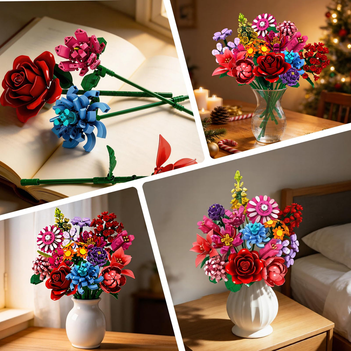 Rongmeiz Peony block set: rich colors create a striking focal point.