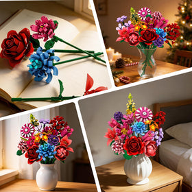 Rongmeiz Peony block set: rich colors create a striking focal point.