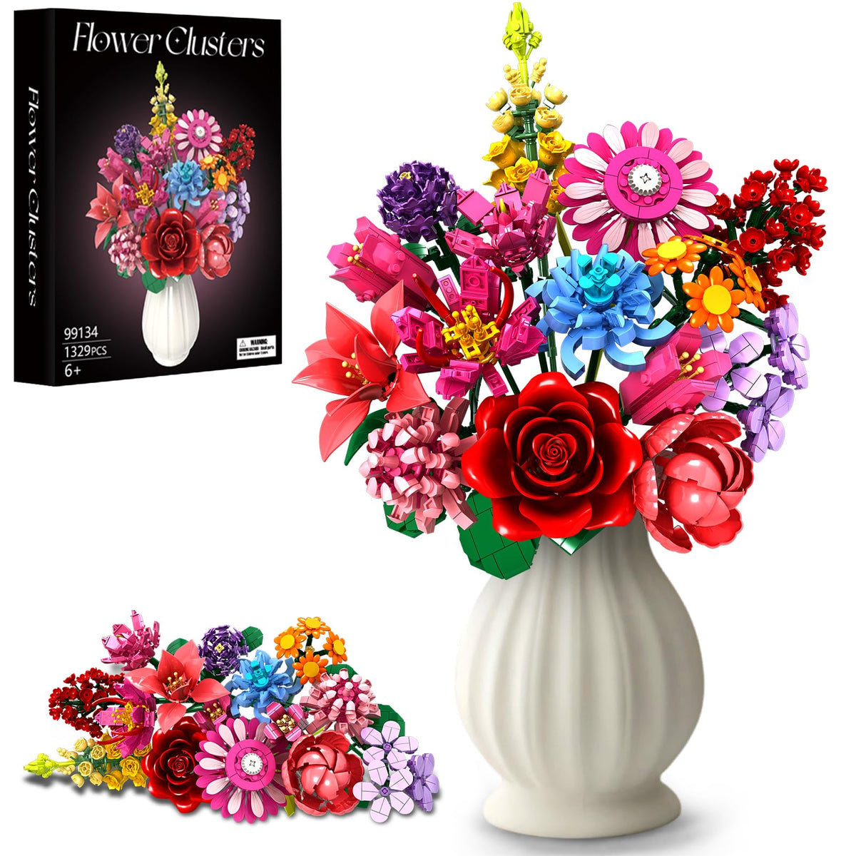 Rongmeiz Flower Building Blocks Set Rose: vibrant maintenance-free bloom for timeless home decor.