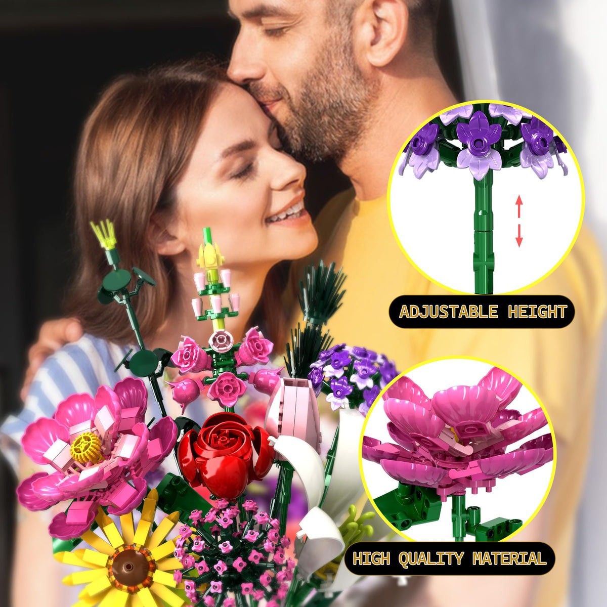 Rongmeiz Flower Building Kit greenery setaria and eucalyptus accents