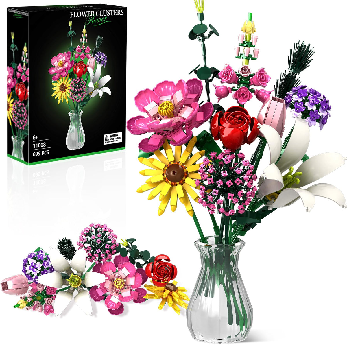 Rongmeiz Flower Building Kit peony and rose bouquet for lasting home decor