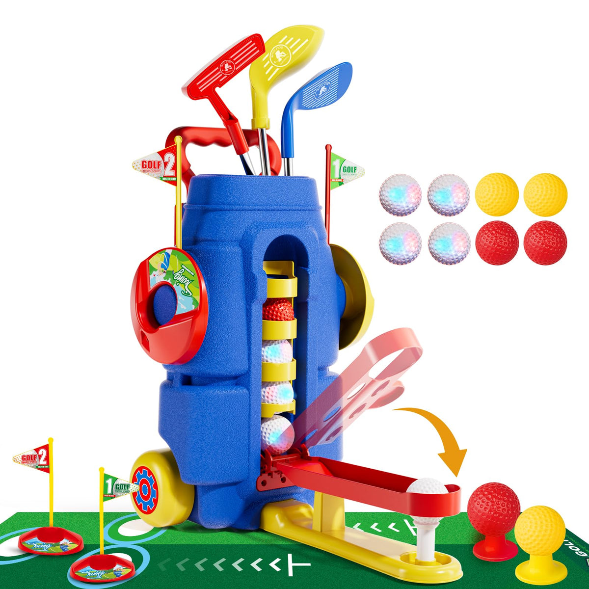 Rongmeiz kids golf set with putter clubs for beginner-friendly practice indoors