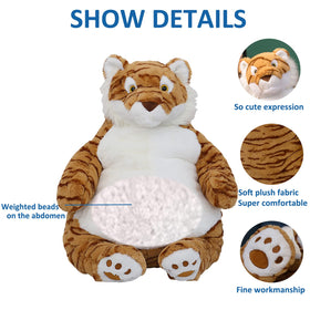 Ronivia 17-inch tiger weighted plush for relaxing rest and bedtime comfort.
