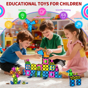 Ronqs magnetic tiles build a rocket ship to spark STEM curiosity.