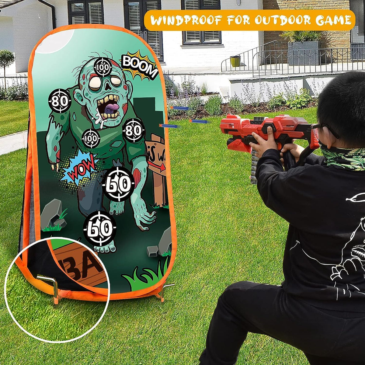 RONSTONE Nerf-compatible target shown with foam blaster access