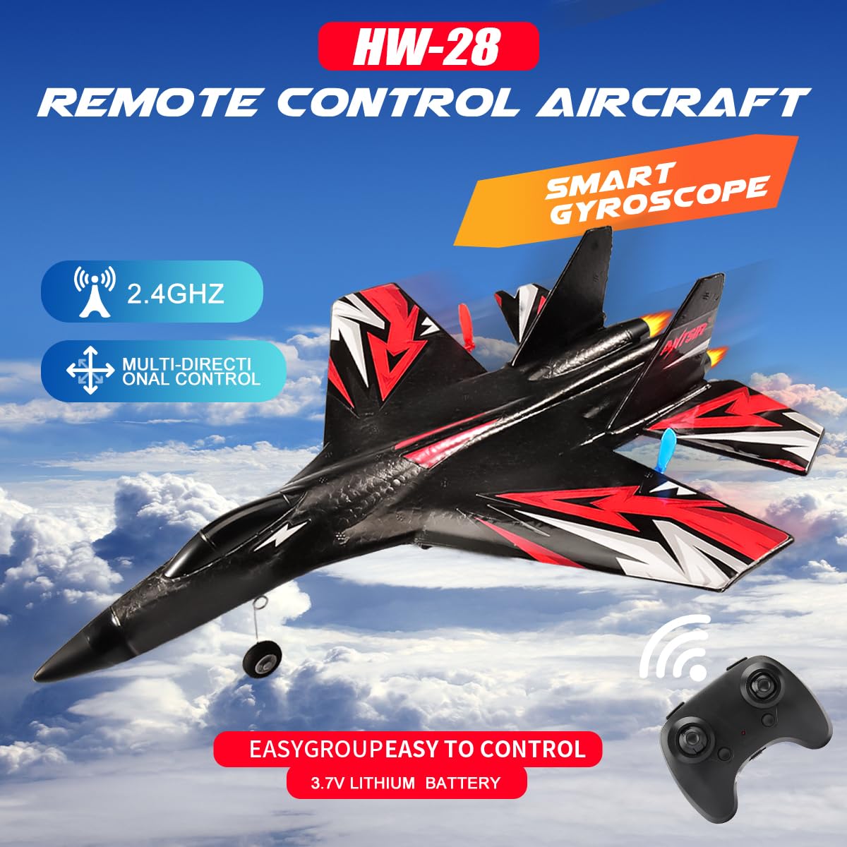 RoofWorld SU27 RC airplane assembly parts for quick setup.
