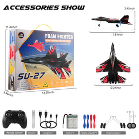 RoofWorld SU27 RC airplane with LED light bar for impressive night flights.