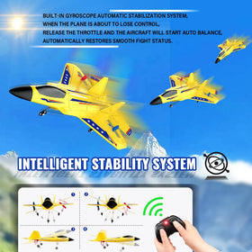 roofworld yellow rc plane top view showing aerodynamic fighter silhouette