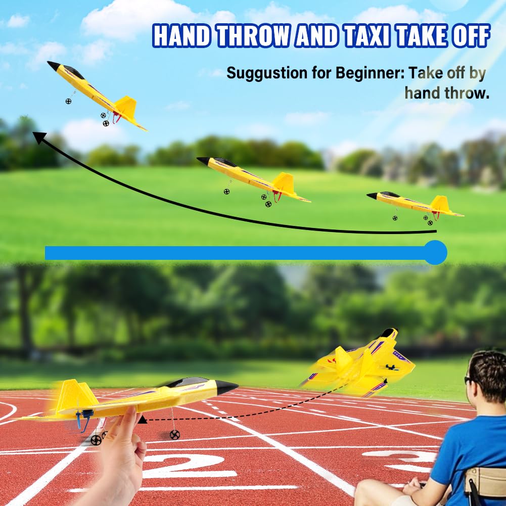 roofworld yellow rc plane powered by two 3.7V 250mAh batteries