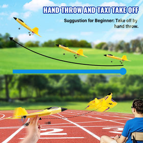 roofworld yellow rc plane powered by two 3.7V 250mAh batteries