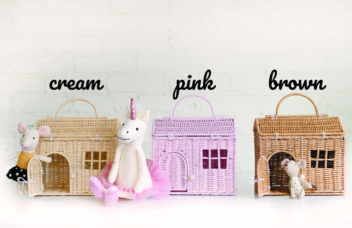 Rool rattan house basket dollhouse toy, ideal for gifting and imaginative play