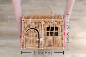 Rool rattan house basket stored on shelf adds cozy nursery charm