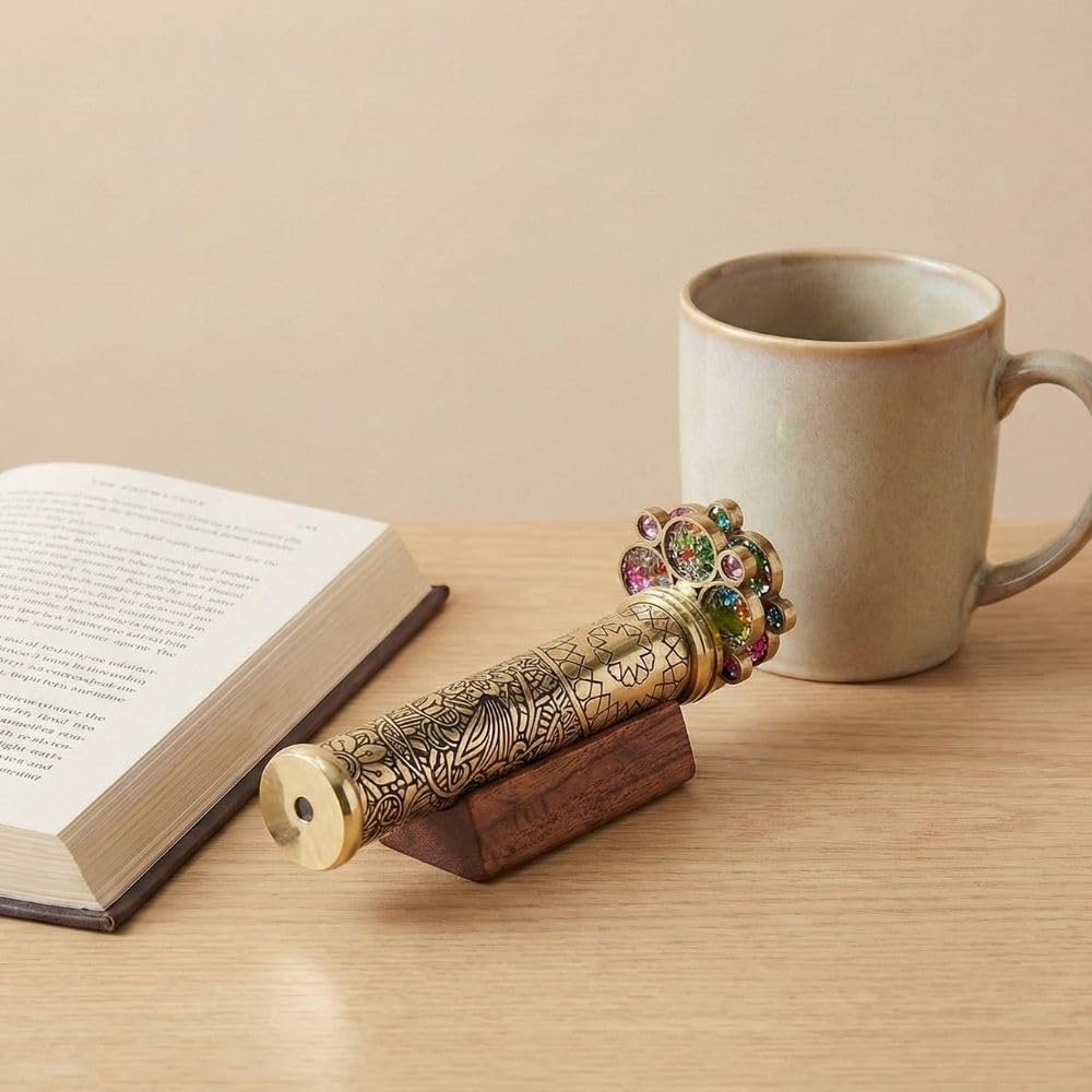 ROORKEE kaleidoscope wooden base provides stable, stylish display