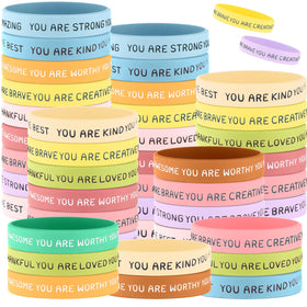 Roowest 120 Pcs Motivational Wristbands in colorful set for classroom rewards and motivation