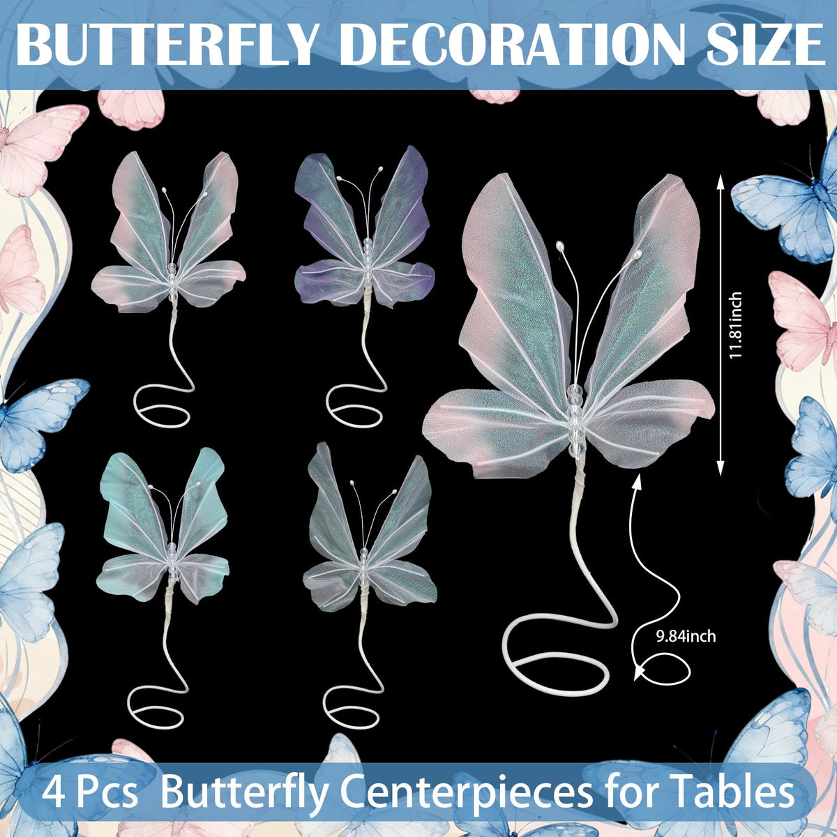 Roowest butterfly 3D gradient silk detail showcases lifelike flair.