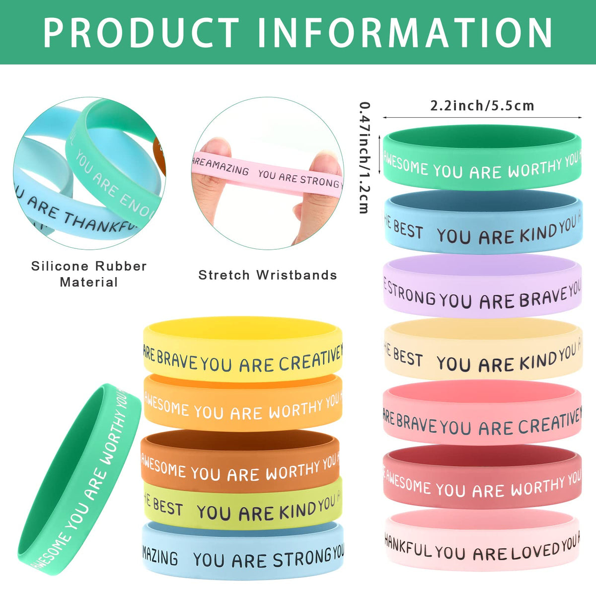 Roowest inspirational silicone wristbands in bright colors for everyday wear