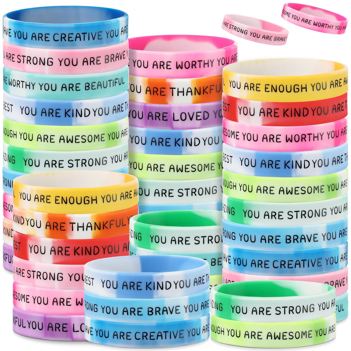 Roowest motivational wristbands in gradient colors for daily inspiration and style.