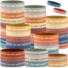Roowest motivational wristbands set of 120 in rustic color, ideal for daily wear.
