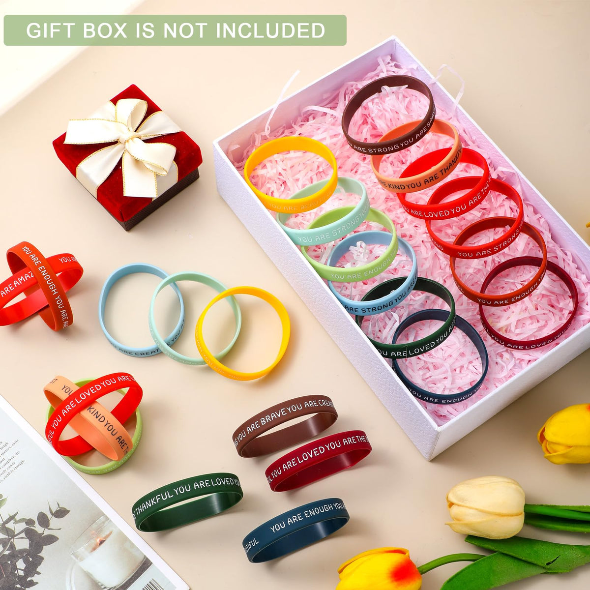 Roowest silicone bracelets with strong stretch and soft touch for comfortable wear