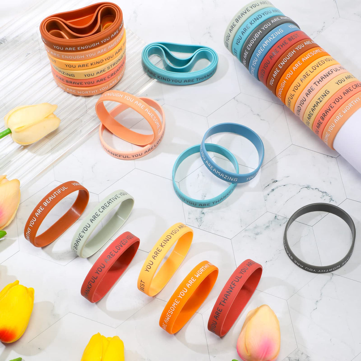 Roowest stretch wristbands show flexible fit for kids and students.