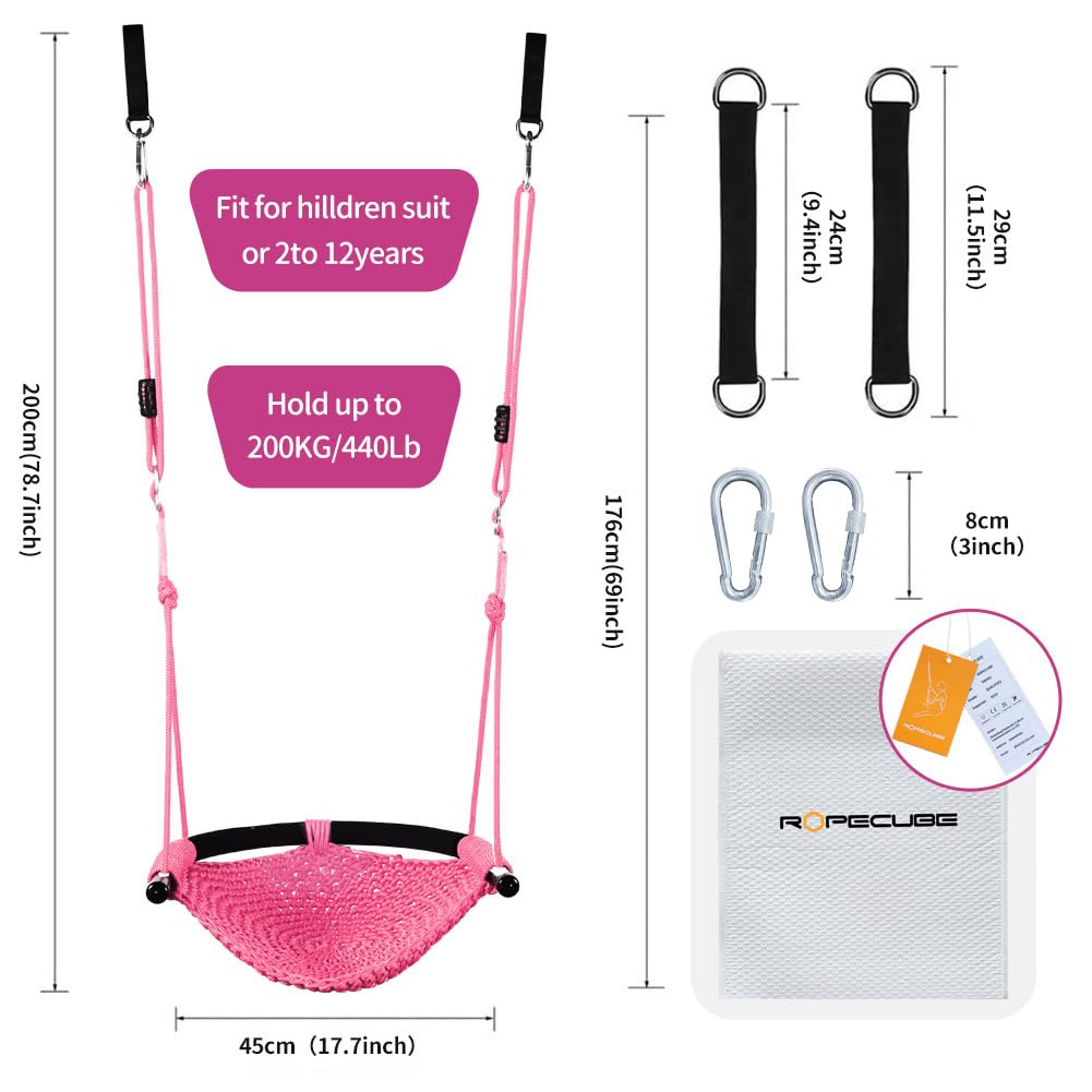 ROPECUBE swing with adjustable ropes for quick height customization