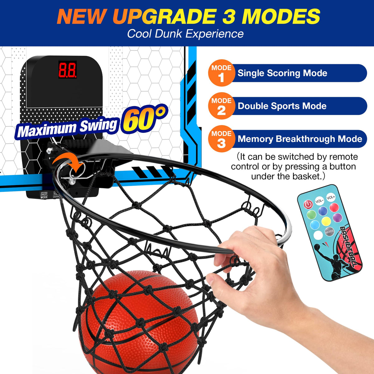 Ropoda indoor hoop includes four rubber balls for quick shooting sessions