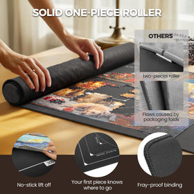 close-up of ropoda puzzle mat foam roller in use for rolling.