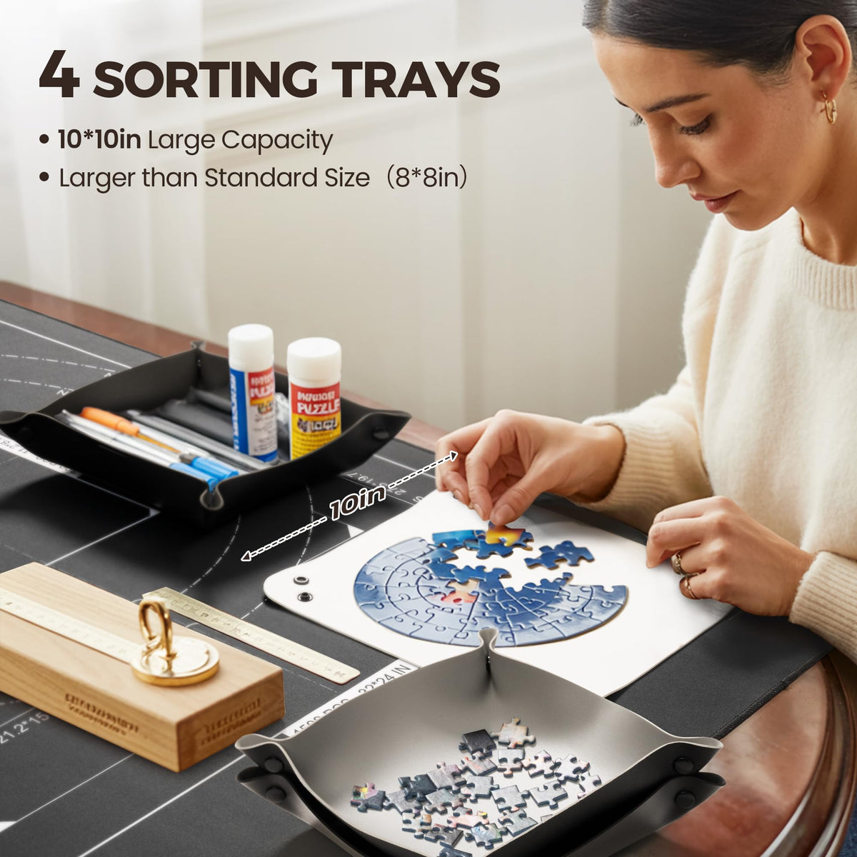 ropoda puzzle saver with four large sorting trays for organized pieces.