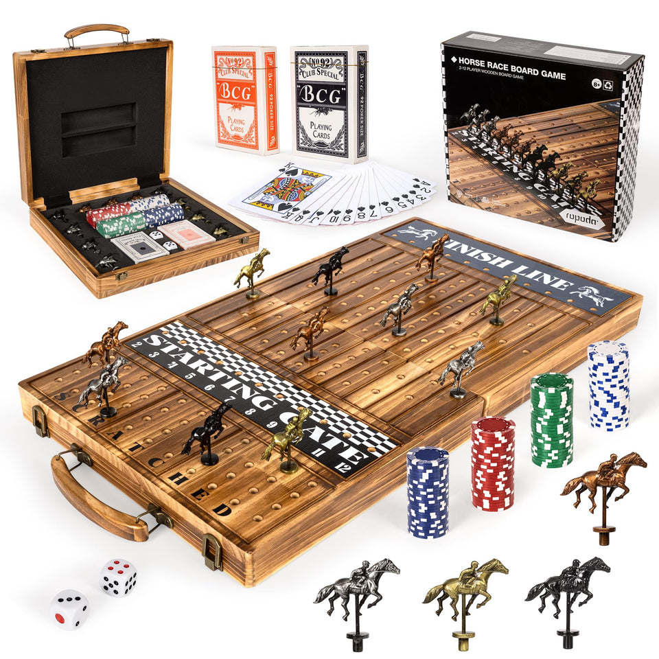 Ropoda upgraded 23-inch horse race board offers a spacious play area for family games.