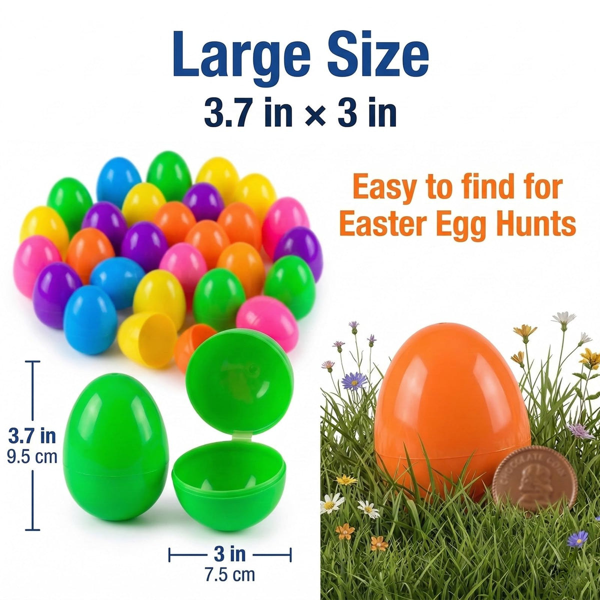 ROSAUI 24-pack bright colors Easter eggs for hunts, baskets, and decorations