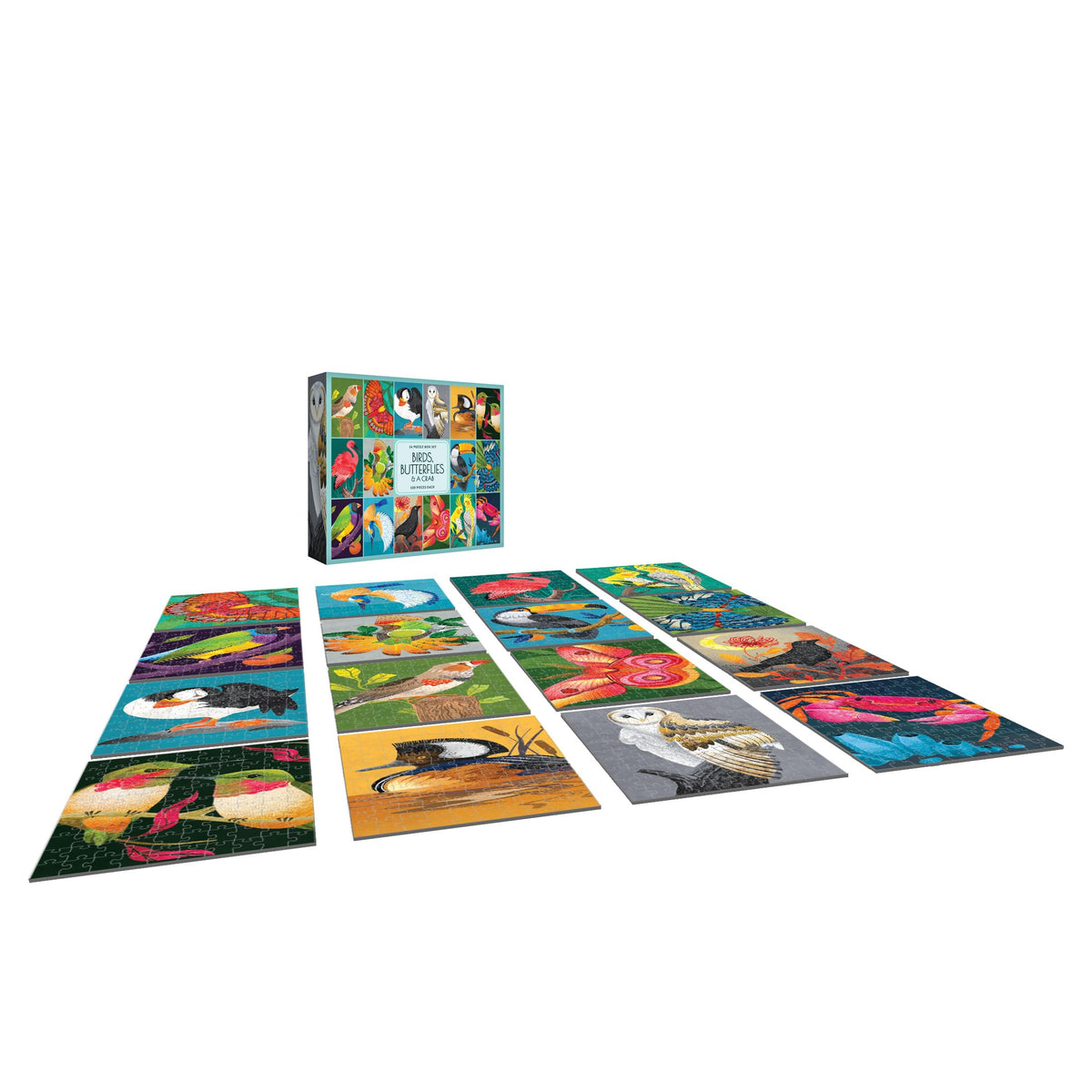 RoseArt magnetic puzzle box featuring birds, butterflies, and crab—secure storage.