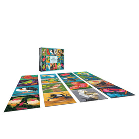 RoseArt magnetic puzzle box featuring birds, butterflies, and crab—secure storage.