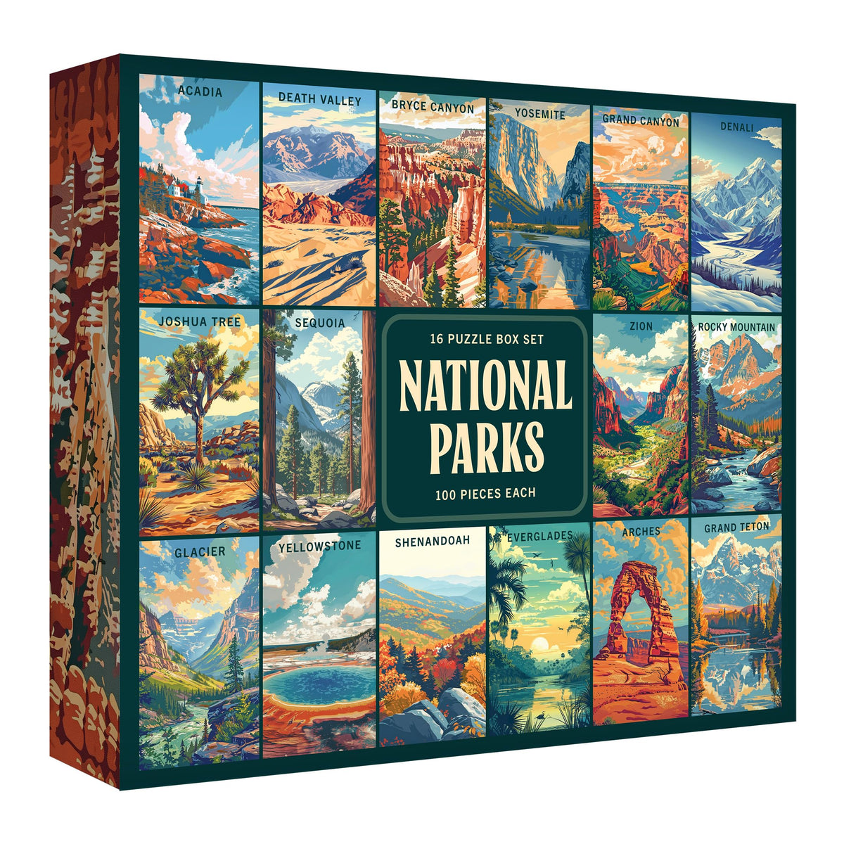 RoseArt National Parks box set cover—vibrant outdoor scenes for engaging family puzzle time.