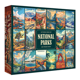 RoseArt National Parks box set cover—vibrant outdoor scenes for engaging family puzzle time.