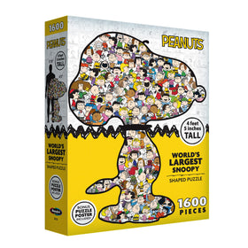 RoseArt Snoopy Puzzle shaped image highlights Snoopy's playful pose for immersive assembly.