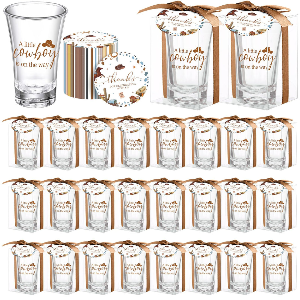 Roshtia shot glasses with cowboy design, ideal for baby shower favors.