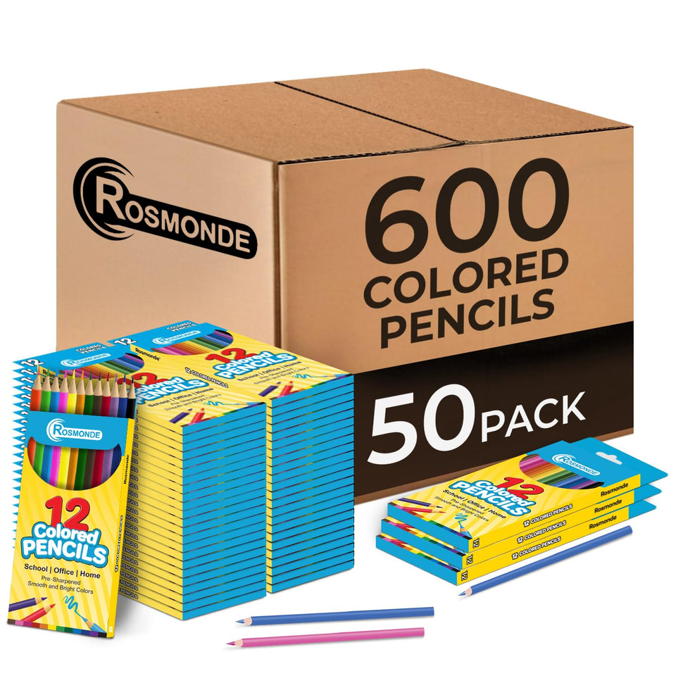 Rosmonde colored pencils bulk pack showing vibrant colors for classroom projects