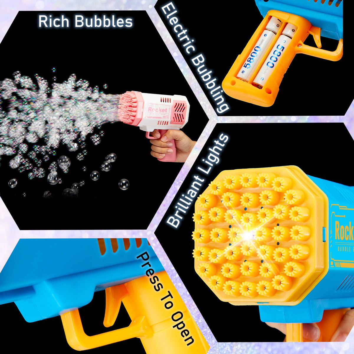 Rotatingpals 40-hole bubble dispersion creates thousands of bubbles