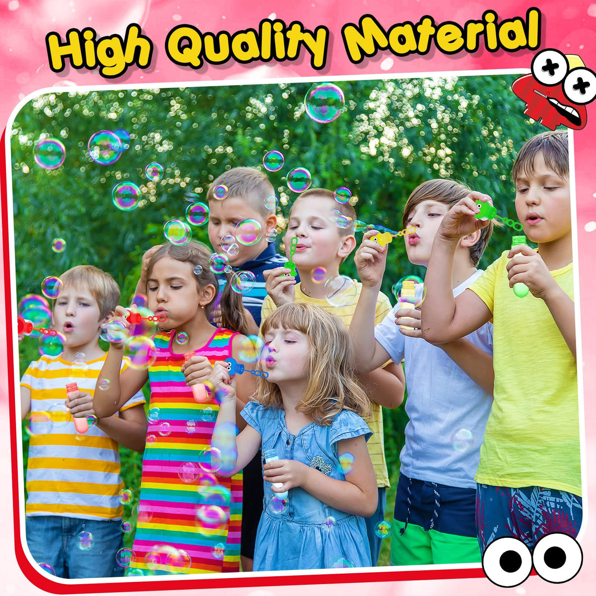 Rotatingpals cartoon eyes bubble wand design as a playful focal point.
