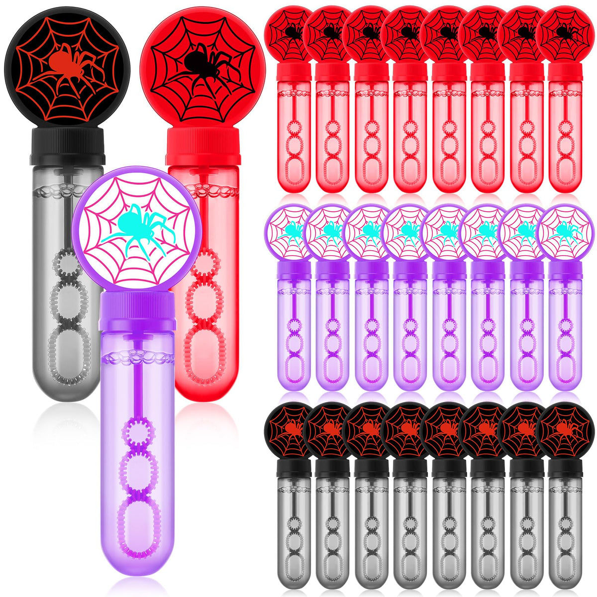 Rotatingpals spider web bubble wand packaging for party favors.