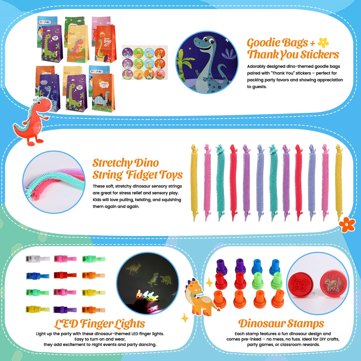 Rotel dinosaur stickers add bright decor to bags or walls with playful charm.