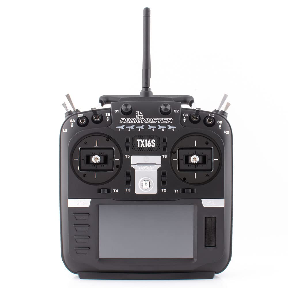 RotorLogic RadioMaster TX16S Mark II front view with touchscreen for quick setup.