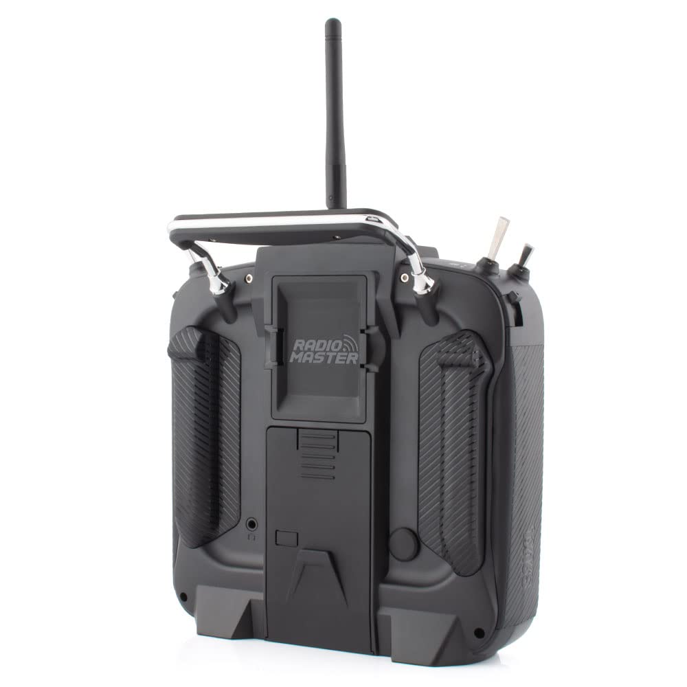 RotorLogic TX16S Mark II side profile highlights Hall gimbals for precise control.