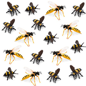 RoundFunny 20 Pcs Honey Bee Figurine Set with diverse bee models for play and display