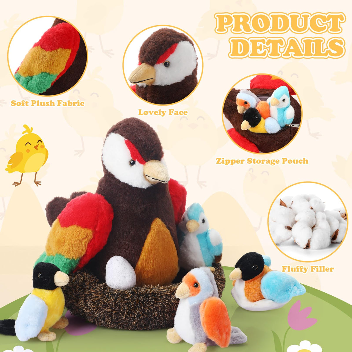 RoundFunny bird egg plush adds playful touches to nursery or playtime.